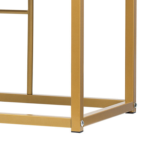 Dining Group, Set, With Dining Table, 4 Small Stools And 2 Large Stools, Kitchen Dining Table Set Made Of Steel Frame, Modern White And Gold, 140x70x76cm, Load Capacity 120 Kg