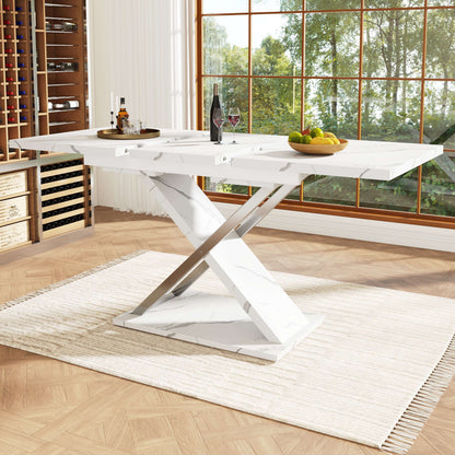 Extendable Dining Table 118-157 X 75 Cm, Kitchen Living Room Table, Side Table, Dining Table With Cross Legs, Minimalist Dining Table