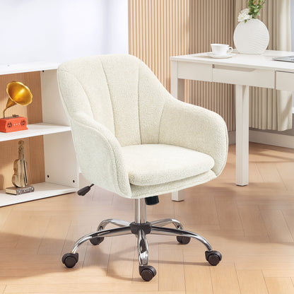 Velvet-Feel Office Chair - Beige