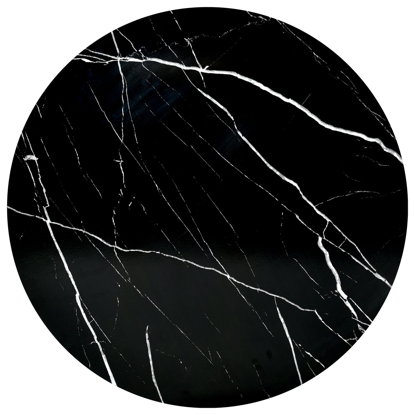 Set of 2 Round Nesting Coffee Tables with Gold Metal Frame & Marble‑Pattern Tops – Black