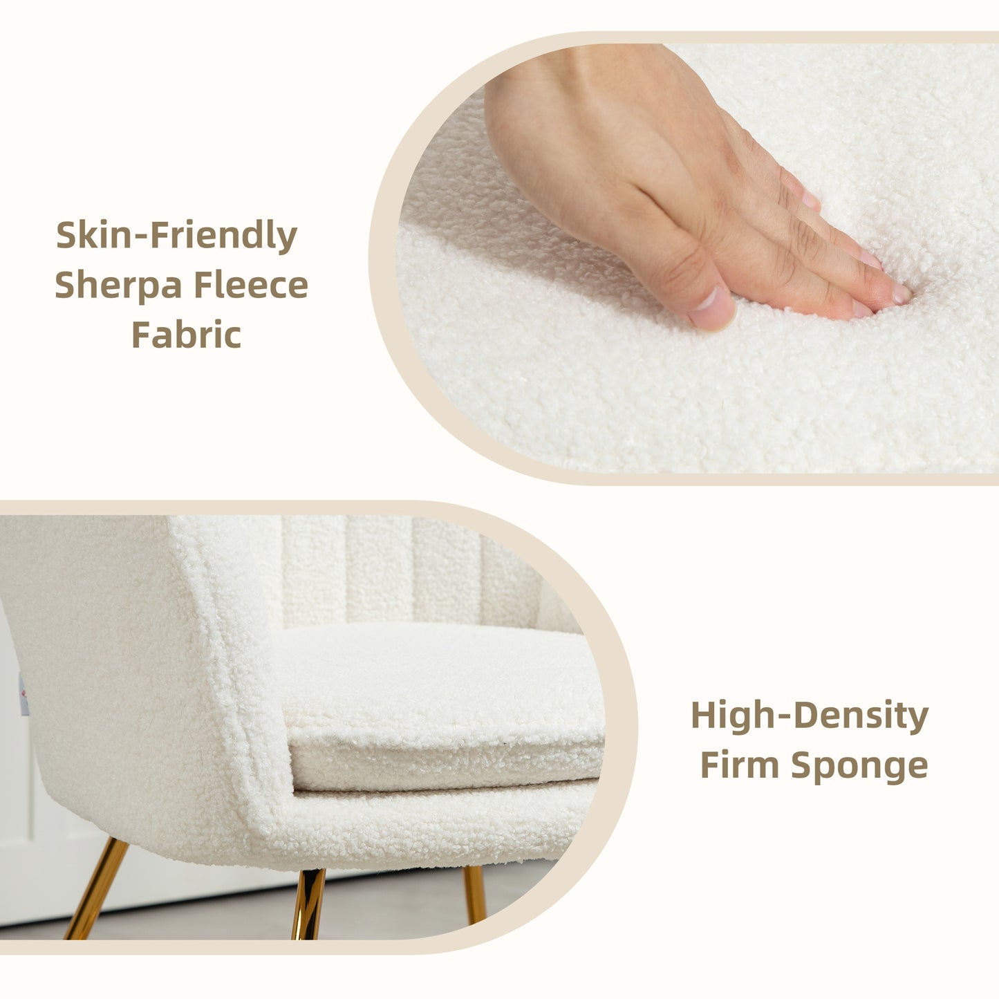 Set Of Two Sherpa Fleece Dining Chairs - Cream