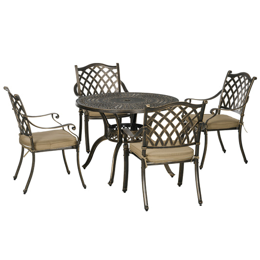 4‑Seater Cast Aluminium Outdoor Dining Set – Bronze