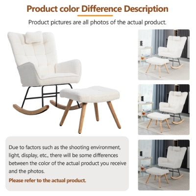 Serenity Glide Rocking Chair – White Fabric