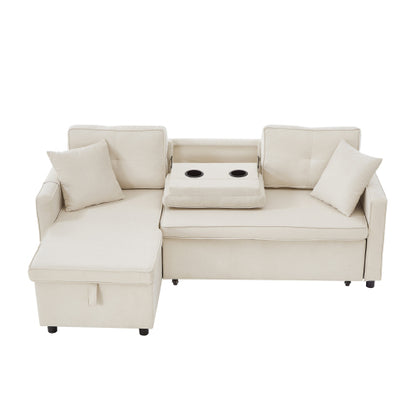 L‑Shaped Pull‑Out Sofa bed with Storage & USB