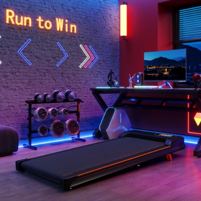 Folding Under Desk Walking Pad Treadmill With Adjustable Incline, 1-6 Km H Low Noise For Home  Office, LED Display, Magnetic Remote Control, Transport Wheels  Plug, Black.