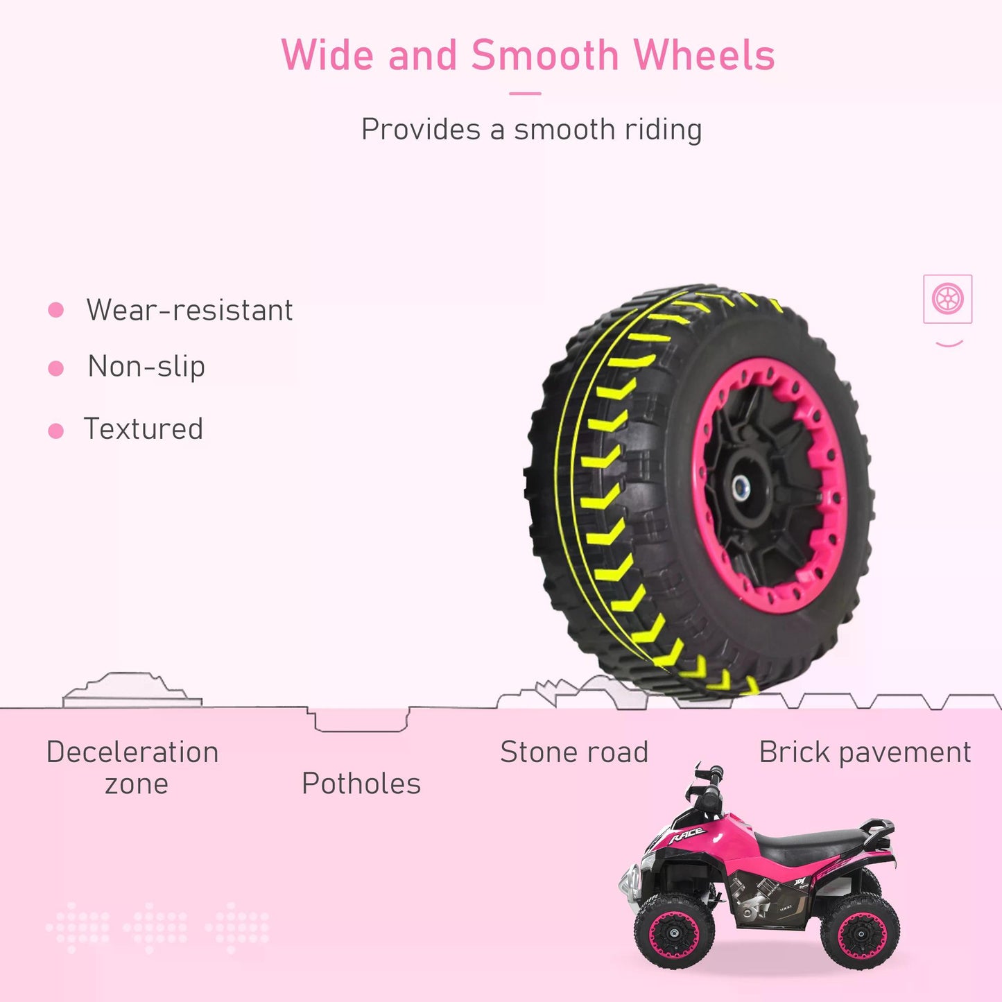Pink 4‑Wheel Ride‑On Toy Motorcycle for Toddlers (18–36 Months)