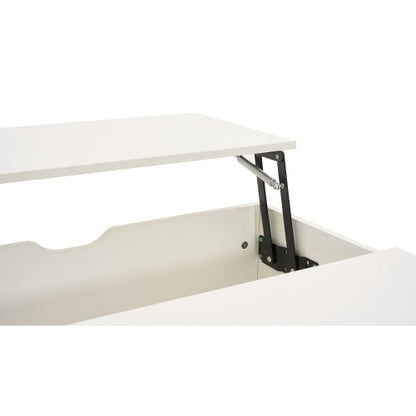 Lift-Up Coffee Table – White Wooden Sofa End Table with Drawer
