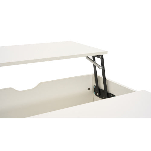 Lift-Up Coffee Table – White Wooden Sofa End Table with Drawer