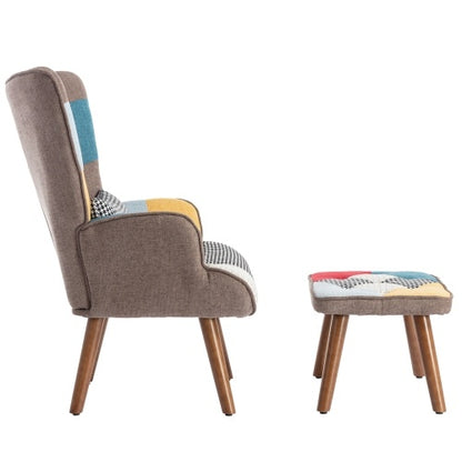 Chroma Pop Accent Chair & Ottoman – Multi‑Colour