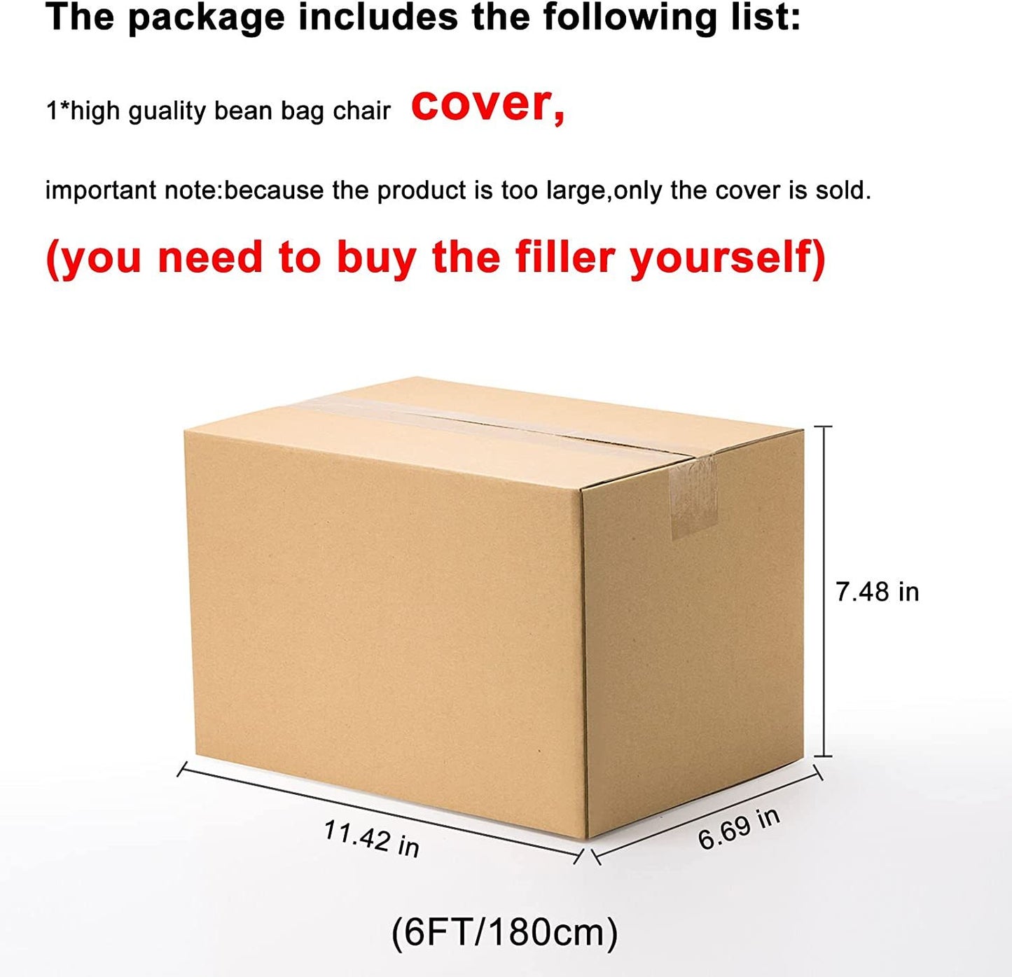 CloudFluff 6ft Giant Bean Bag Cover – Light Grey PV Velvet (Cover Only)