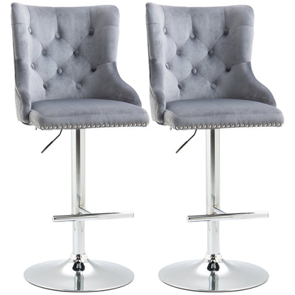 Velvet Swivel Bar Stools – Set of 2 (Grey)