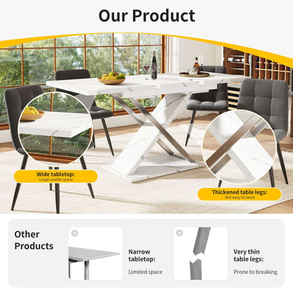 Extendable Dining Table 118-157 X 75 Cm, Kitchen Living Room Table, Side Table, Dining Table With Cross Legs, Minimalist Dining Table