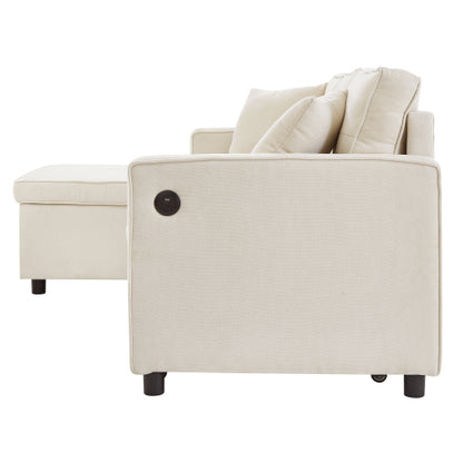 L‑Shaped Pull‑Out Sofa bed with Storage & USB