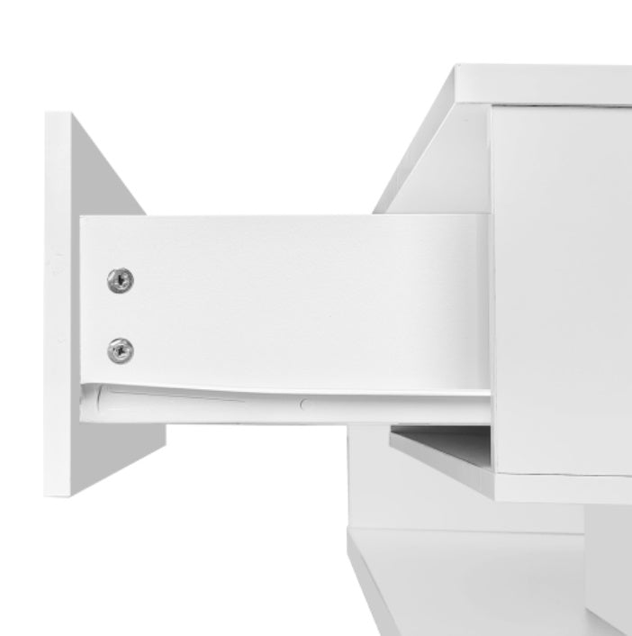 High Gloss White Coffee Table with Glass Top & LED Lighting