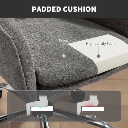 Velvet-Feel Office Chair - Grey