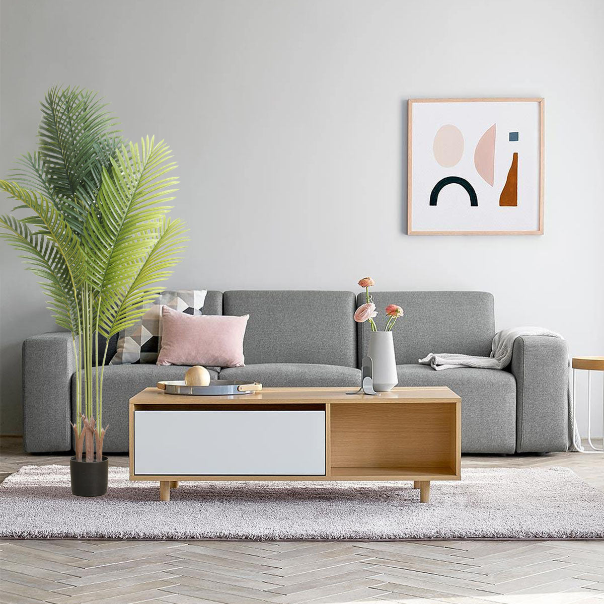 Artificial Palm Tree | Realistic Tall Faux Tropical Plant for Indoor Home Decor, Office & Living Room