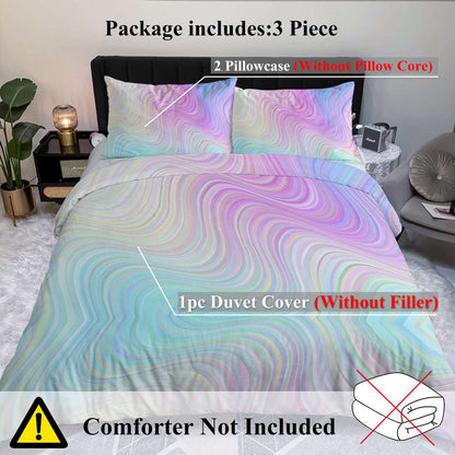 Girly Duvet Cover Rainbow Glitter Ombre Bedding Sets 3 Pcs Chic Purple Blue Green Pastel Bed Spreads Sparkle Quilt Cover Set With 2 Pillow Shams