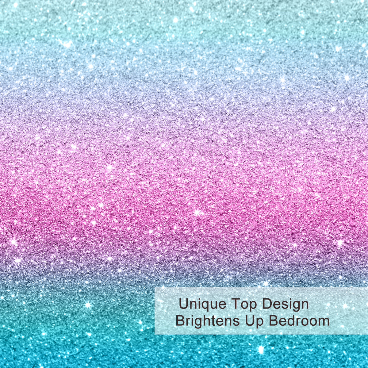 Celestial Dream Rainbow Glitter Ombre Bedding Set | 3-Piece Pastel Duvet Cover Set with 2 Pillow Shams, Purple Blue Green (Double/Full)