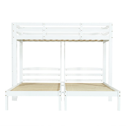 Bunk Bed Triple Sleeper With Side Ladder For Children And Teens 3FT, White 90x190cm,90x200cm  Mattress Not Included