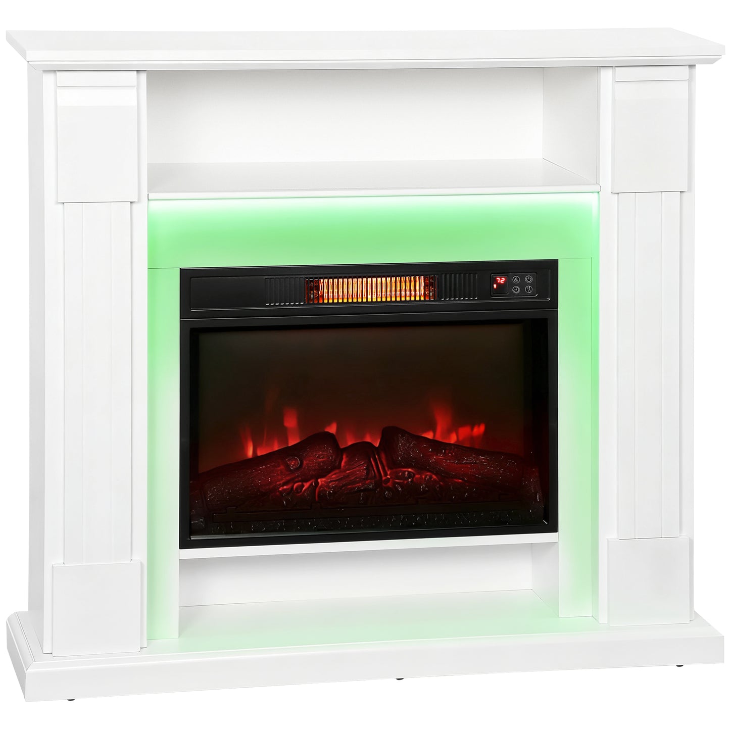 6142 BTU Fireplace And LED Mantel, 17-27°C - White