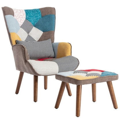 Chroma Pop Accent Chair & Ottoman – Multi‑Colour