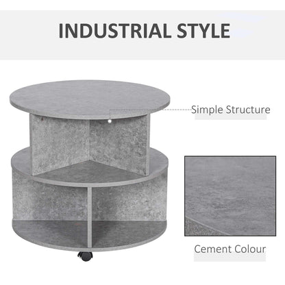 Amali Coffee Table with Wheels – Cement Colour