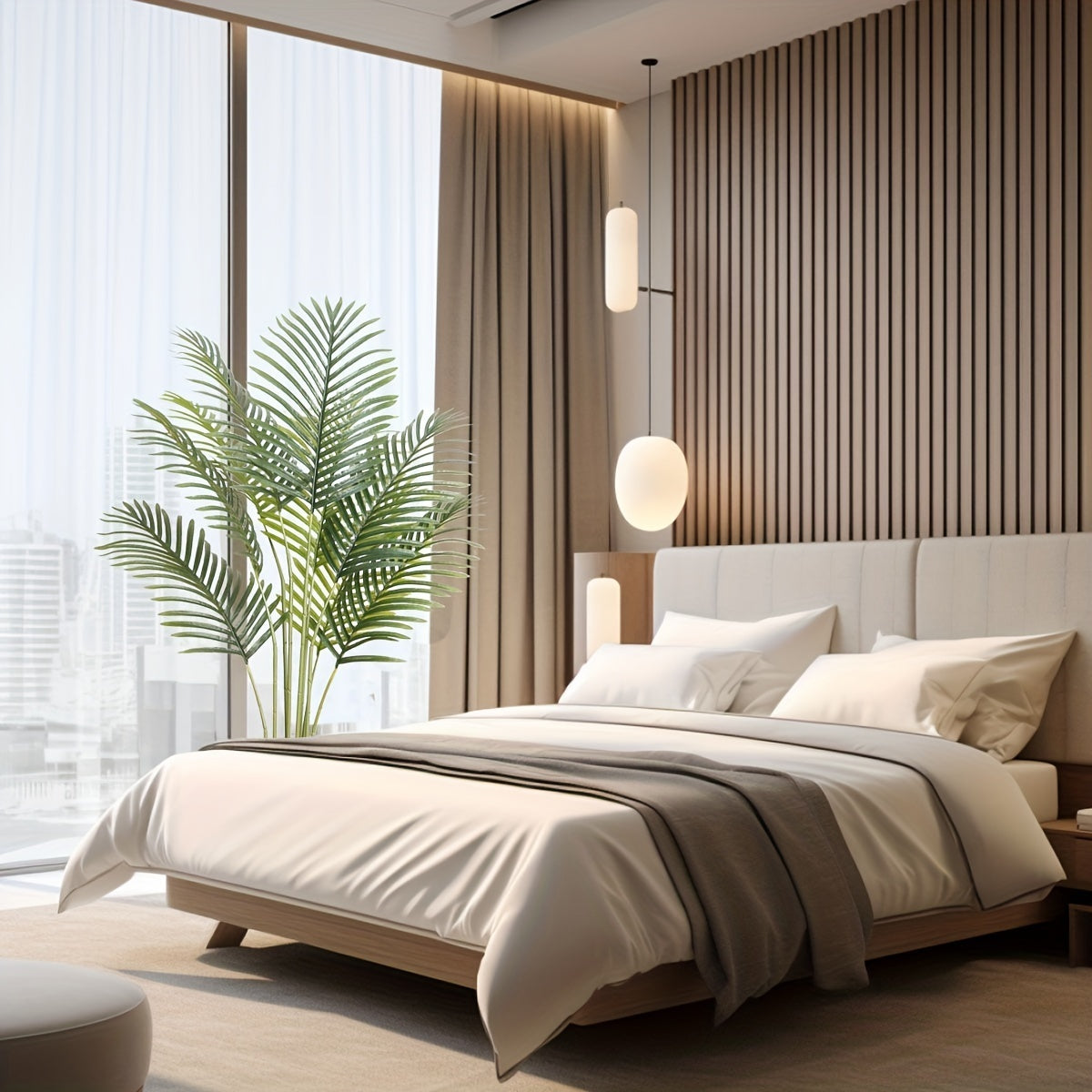 Artificial Palm Tree | Realistic Tall Faux Tropical Plant for Indoor Home Decor, Office & Living Room