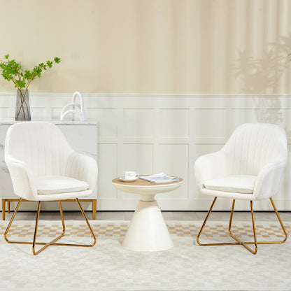 Set Of Two Sherpa Fleece Dining Chairs - Cream