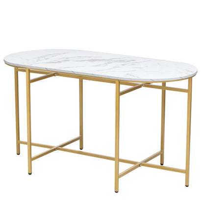 White & Gold Dining Table Set with 6 Stools