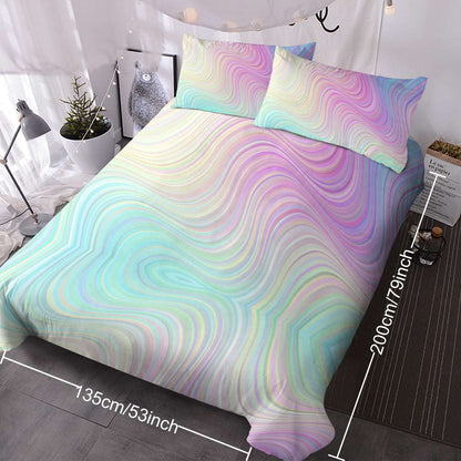 Girly Duvet Cover Rainbow Glitter Ombre Bedding Sets 3 Pcs Chic Purple Blue Green Pastel Bed Spreads Sparkle Quilt Cover Set With 2 Pillow Shams